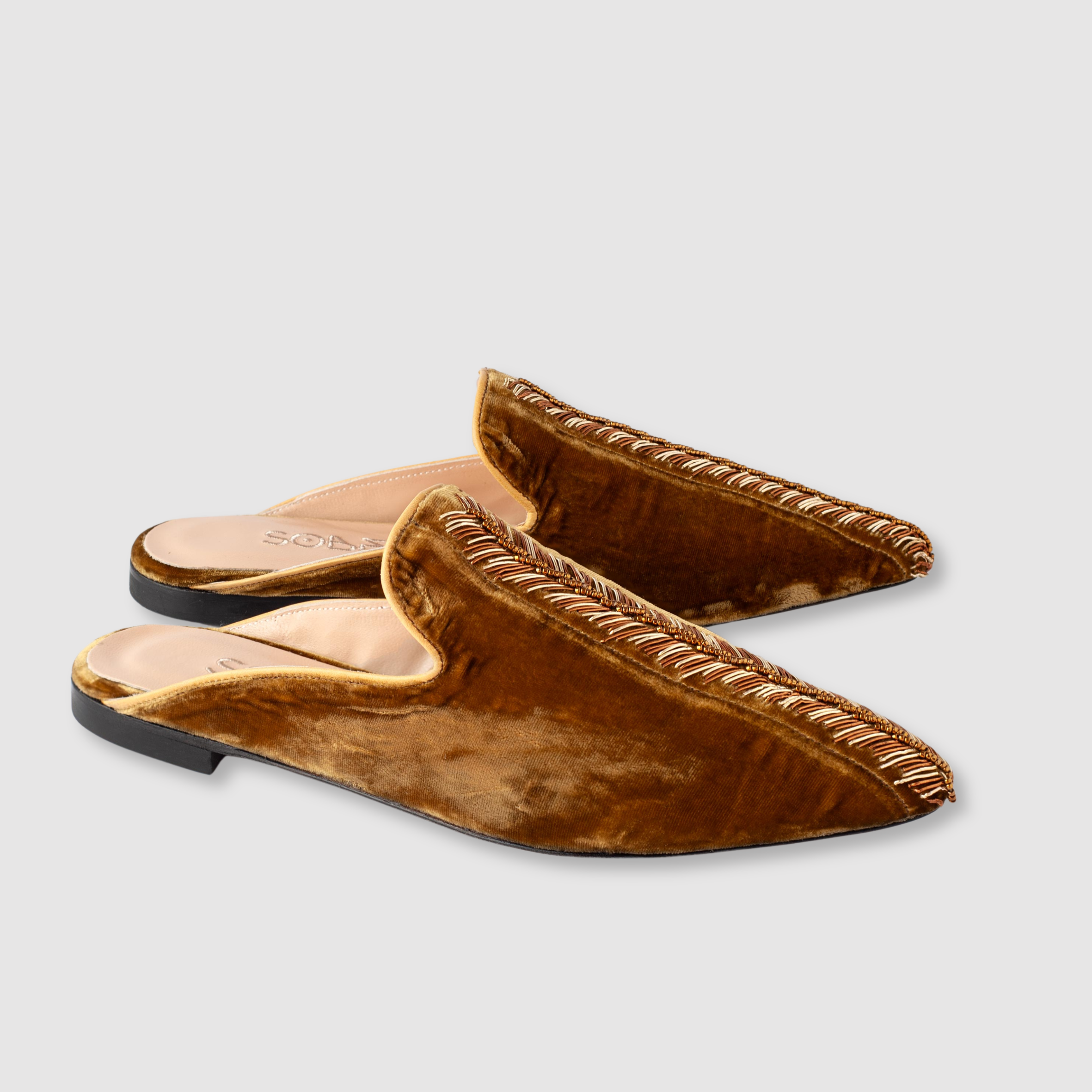 Mules Old Gold Velvet