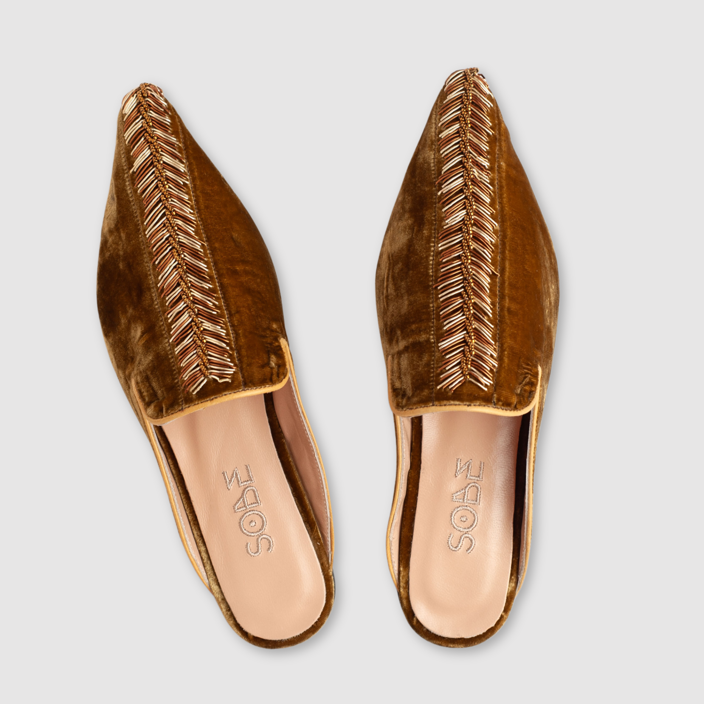 Mules Old Gold Velvet