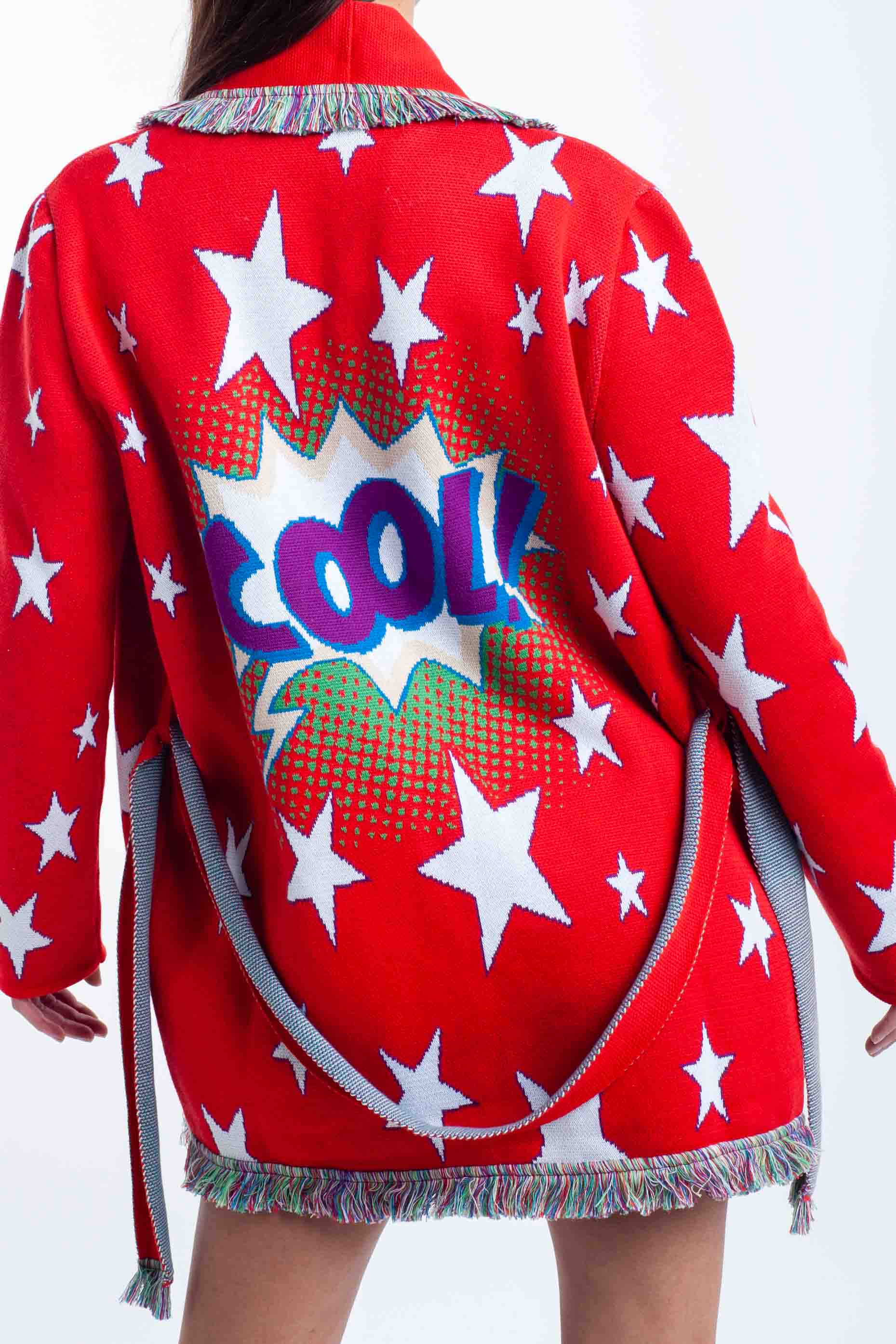 Cardigan Too Cool Rojo Estrellas